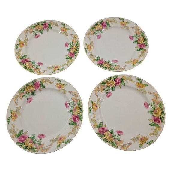 Mikado Japan SANDRA Floral with Gold Trim Salad Luncheon Plates – Set of 4 - Picture 11 of 16